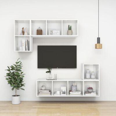 vidaXL magasfényű fehér forgácslap fali TV-szekrény 37 x 37 x 107 cm