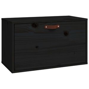 vidaXL fekete t&ouml;m&ouml;r fenyőfa faliszekr&eacute;ny 60 x 30 x 35 cm