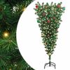 vidaXL Felfel&eacute; &aacute;ll&oacute; műfenyő, előre kivil&aacute;g&iacute;tva labdasorral Z&ouml;ld 150 cm