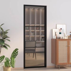 vidaXL fekete ESG &uuml;veg &eacute;s alum&iacute;nium belt&eacute;ri ajt&oacute; 76 x 201,5 cm