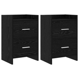 vidaXL &Eacute;jjeliszekr&eacute;nyek 2 db Fekete T&ouml;lgy 40 x 30 x 60 cm Szerelt Fa
