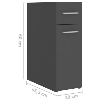 vidaXL szürke forgácslap patikaszekrény 20 x 45,5 x 60 cm