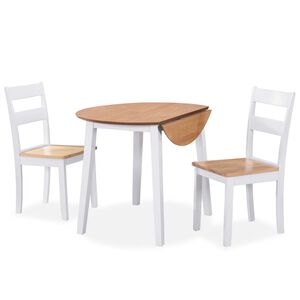 vidaXL 3 r&eacute;szes feh&eacute;r MDF &eacute;s gumifa &eacute;tkezőgarnit&uacute;ra