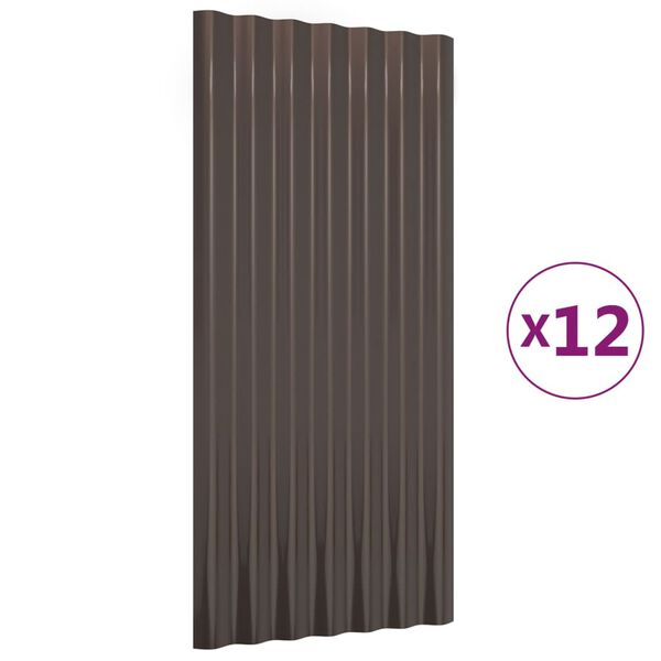 vidaXL 12 db barna horganyzott ac&eacute;l tetőpanel 80x36 cm