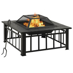 vidaXL ac&eacute;l XXL m&eacute;retű tűzt&aacute;l piszkavassal 79 x 79 x 46,5 cm