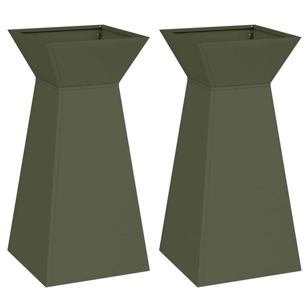 vidaXL Pillér Ültető 2 pcs Olívazöld 35 x 35 x 73 cm