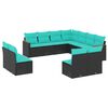 vidaXL 11 db fekete polyrattan kerti kanap&eacute;garnit&uacute;ra p&aacute;rn&aacute;kkal