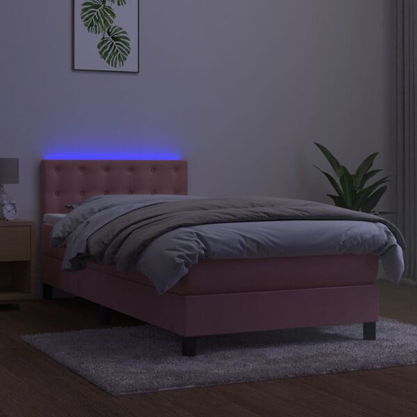 vidaXL r&oacute;zsasz&iacute;n b&aacute;rsony rug&oacute;s &eacute;s LED-es &aacute;gy matraccal 90x200 cm