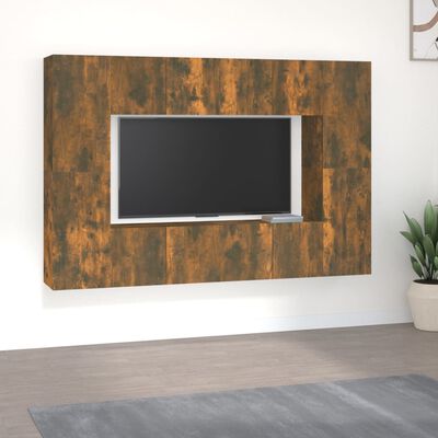 vidaXL 8 részes füstös tölgy színű szerelt fa TV-szekrényszett