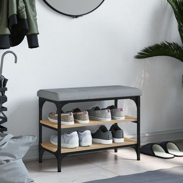 vidaXL sonoma t&ouml;lgy sz&iacute;nű szerelt fa cipőt&aacute;rol&oacute; pad 62 x 32 x 47 cm