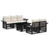 vidaXL Kerti Kanap&eacute; Szett 6 db Fekete &eacute;s kr&eacute;mfeh&eacute;r polirattan