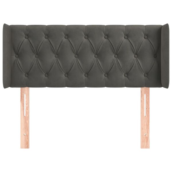 vidaXL sötétszürke bársony fejtámla szárnyakkal 103x16x78/88 cm