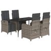vidaXL 5 r&eacute;szes sz&uuml;rke polyrattan kerti &eacute;tkezőgarnit&uacute;ra p&aacute;rn&aacute;val