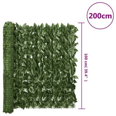 vidaXL sötétzöld leveles erkélyparaván 200 x 100 cm