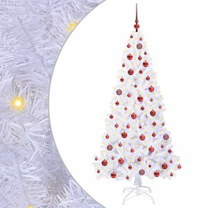 vidaXL Mű kar&aacute;csonyfa 300 LED-del &aacute;llv&aacute;nnyal Feh&eacute;r 180 cm PVC &eacute;s Ac&eacute;l