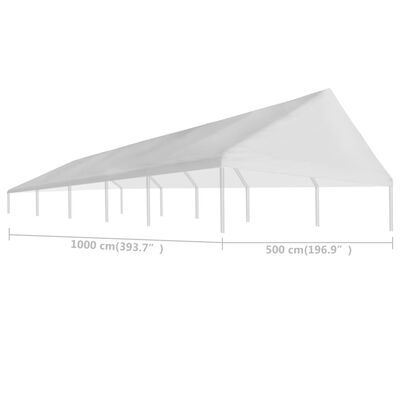 vidaXL fehér rendezvénysátor tető 5 x 10 m