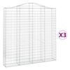 vidaXL 3 db &iacute;ves horganyzott vas gabion kos&aacute;r 200 x 30 x 200/220 cm