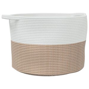 vidaXL barna-feh&eacute;r pamut szennyeskos&aacute;r &Oslash;55 x 36 cm