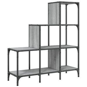 vidaXL sz&uuml;rke sonoma szerelt fa &eacute;s f&eacute;m k&ouml;nyvszekr&eacute;ny 92 x 30 x 102 cm
