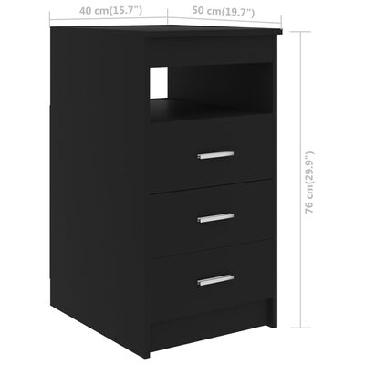 vidaXL fekete szerelt fa fiókos szekrény 40 x 50 x 76 cm