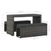 vidaXL 3-részes szürke polyrattan kültéri étkezőszett párnákkal