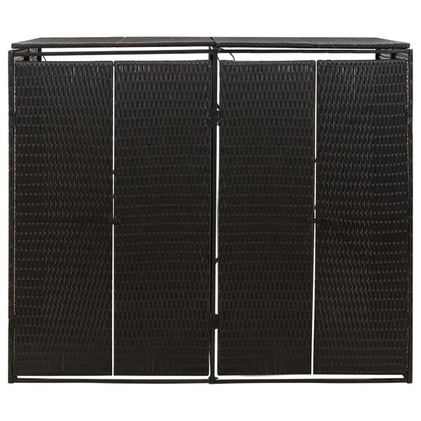 vidaXL fekete polyrattan dupla kerekeskuka t&aacute;rol&oacute;f&eacute;szer 140x80x117 cm