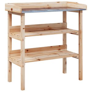 vidaXL t&ouml;m&ouml;r fenyőfa n&ouml;v&eacute;nytart&oacute; asztal polcokkal 78x38x82,5 cm