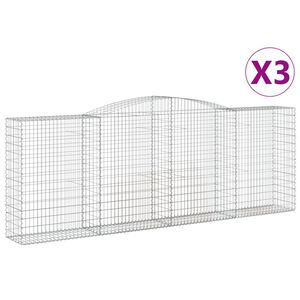 vidaXL 3 db &iacute;ves horganyzott vas gabion kos&aacute;r 400x50x140/160 cm