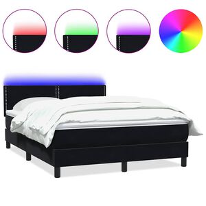 vidaXL fekete b&aacute;rsony rug&oacute;s &eacute;s LED-es &aacute;gy matraccal 160x210 cm