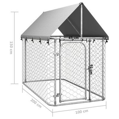 vidaXL kültéri kutyakennel tetővel 200 x 100 x 150 cm