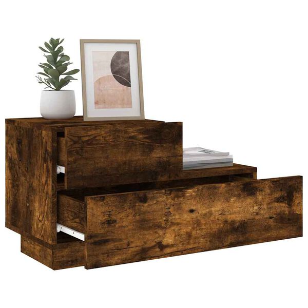 vidaXL f&uuml;st&ouml;s t&ouml;lgy sz&iacute;nű &eacute;jjeliszekr&eacute;ny LED-f&eacute;nyekkel 70x36x40,5 cm