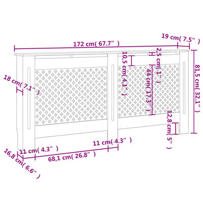 vidaXL antracitszürke MDF radiátorburkolat 172 x 19 x 81,5 cm