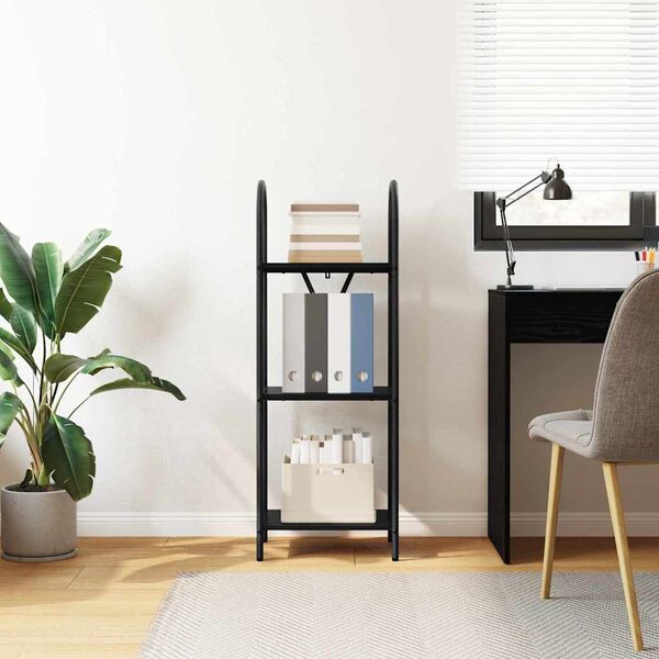 vidaXL K&ouml;nyvespolc Fekete t&ouml;lgy 40 x 30 x 109 cm Faanyag