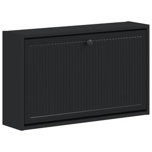 vidaXL Fali Cipőtart&oacute; EDE 71 x 17 x 43 cm Szerelt Fa Fekete