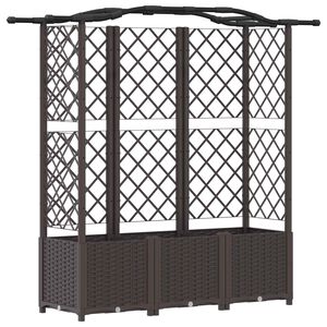 vidaXL Magas&iacute;tott &Aacute;gy Trellis-szel &eacute;s Tetővel Barna 163 x 40 x 141 cm