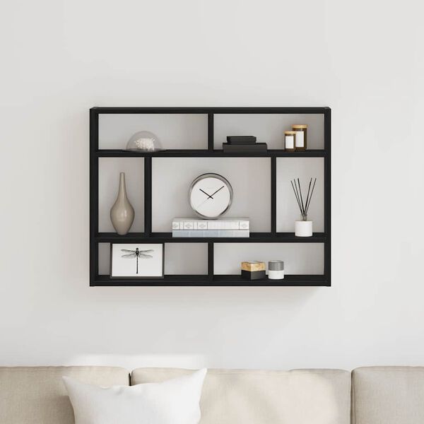 vidaXL fekete t&ouml;lgyfa fali polc 75 x 16 x 55 cm