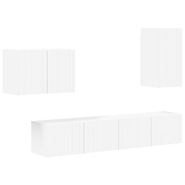 vidaXL TV falit kabinet szett Falra szerelhető 4 pcs Feh&eacute;r Faanyag