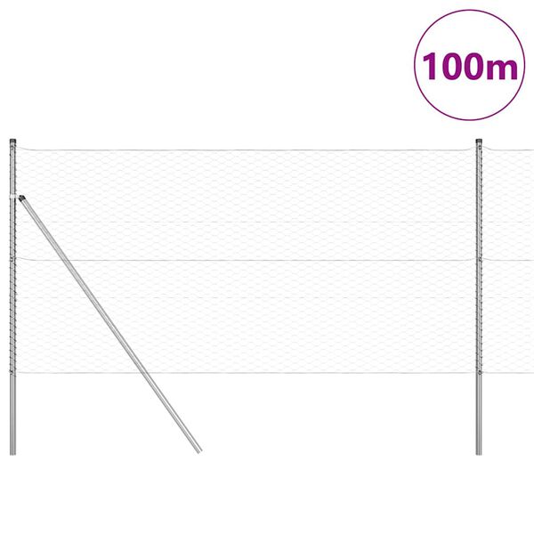 vidaXL Ker&iacute;t&eacute;s oszlopokkal Ez&uuml;st 1.4 x 100 m PVC-bevonatos ac&eacute;l