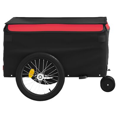 vidaXL fekete-piros vas kerékpár-utánfutó 30 kg