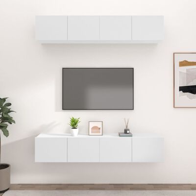 vidaXL 4 db fehér szerelt fa TV-szekrény 80 x 30 x 30 cm