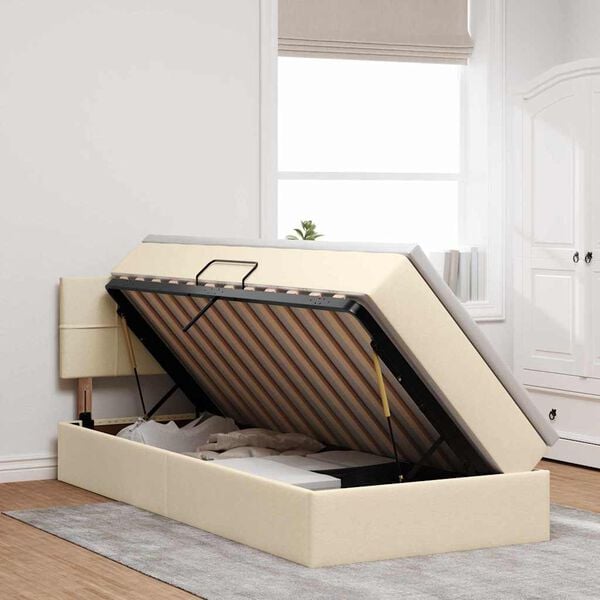 vidaXL &Aacute;gy t&aacute;rol&oacute;val &eacute;s matraccal matracmal Kr&eacute;m 100 x 200 cm Faanyag