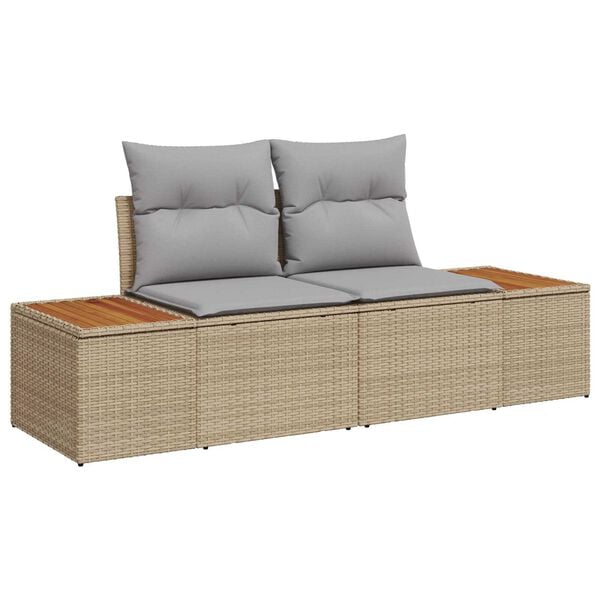 vidaXL Kerti Kanap&eacute; Szett 10 pcs Beige &eacute;s Vil&aacute;gossz&uuml;rke Polyrattan