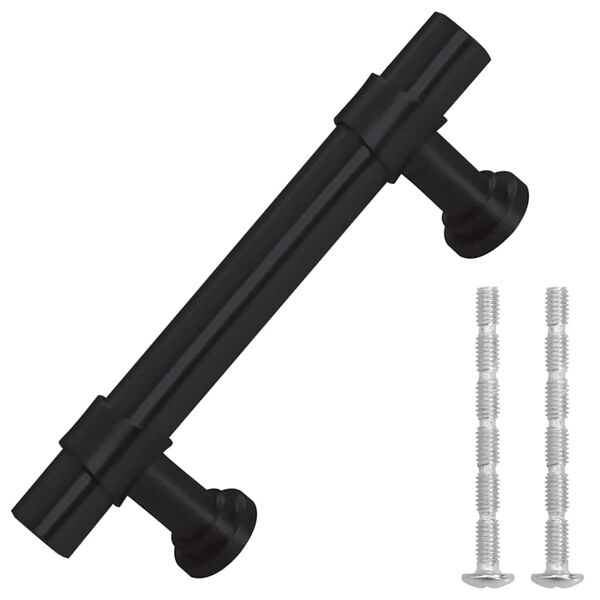 vidaXL 10 db fekete rozsdamentes ac&eacute;l szekr&eacute;nyfoganty&uacute; 64 mm