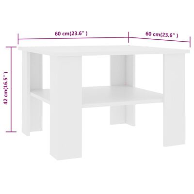 vidaXL fehér forgácslap dohányzóasztal 60 x 60 x 42 cm