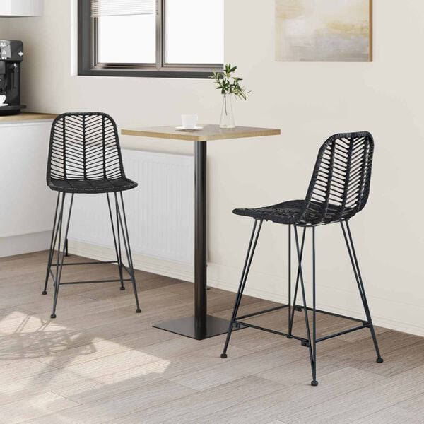 vidaXL B&aacute;rsz&eacute;k 2 pcs Fekete 44,5 x 54,5 x 97,5 cm Rattan &eacute;s Vas