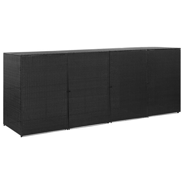 vidaXL fekete polyrattan kukat&aacute;rol&oacute; 4 db kerekes kuk&aacute;hoz 305x78x120 cm