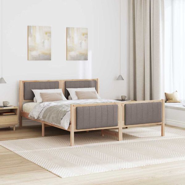 vidaXL &Aacute;gykeret fejt&aacute;ml&aacute;val Barna &eacute;s taupe 160 x 200 cm T&ouml;m&ouml;r fenyőfa