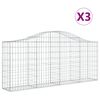 vidaXL 3 db íves horganyzott vas gabion kosár 200x30x80/100 cm