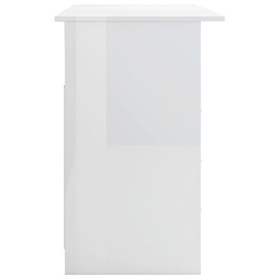 vidaXL magasfényű fehér forgácslap íróasztal fiókokkal 110x50x76 cm