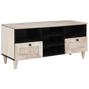 vidaXL TV szekr&eacute;ny Feh&eacute;rre feh&eacute;r&iacute;tett 100 x 33 x 46 cm T&ouml;m&ouml;r Mang&oacute;f&aacute;t